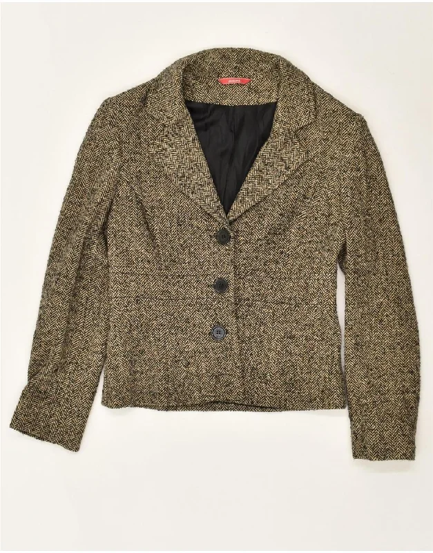 LIU JO Womens 3 Button Blazer Jacket IT 44 Medium Grey Herringbone Acrylic A-Line Jacket Boat Neck Shawl Collar LIU JO Womens 3 Button Blazer Jacket IT 44 Medium Grey Herringbone Acrylic A-Line Jacket Boat Neck Shawl Collar
