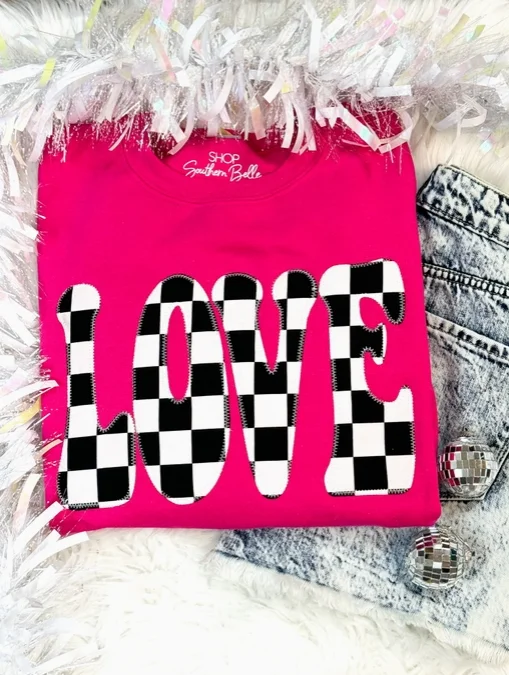 Love Retro Valentine Graphic Sweatshirt Hoodie with Bell Sleeves Flared Feminine