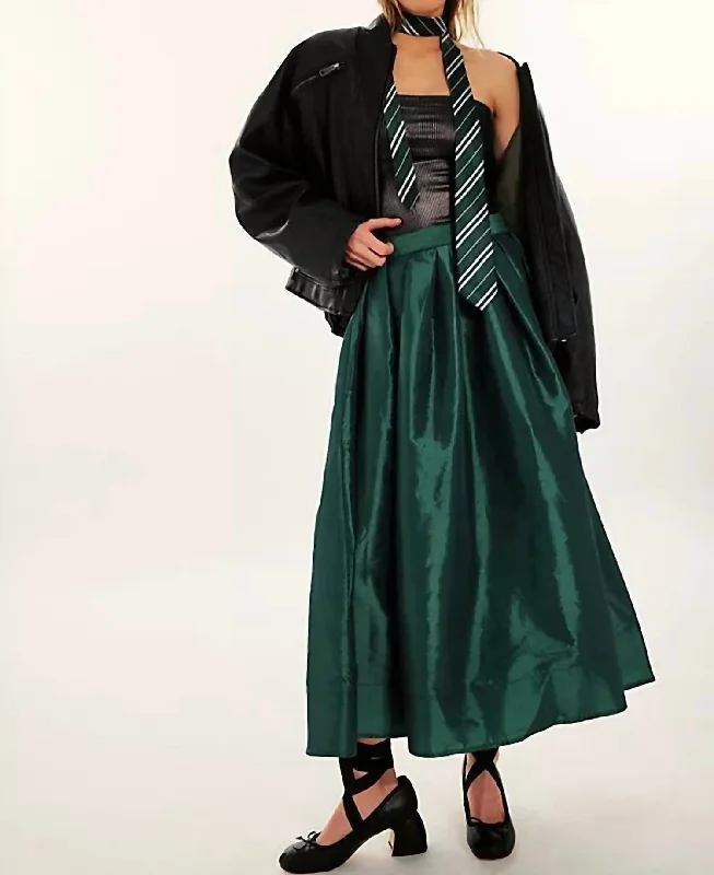 Emilia Full Skirt In Uncut Emerald lace skirt intricate