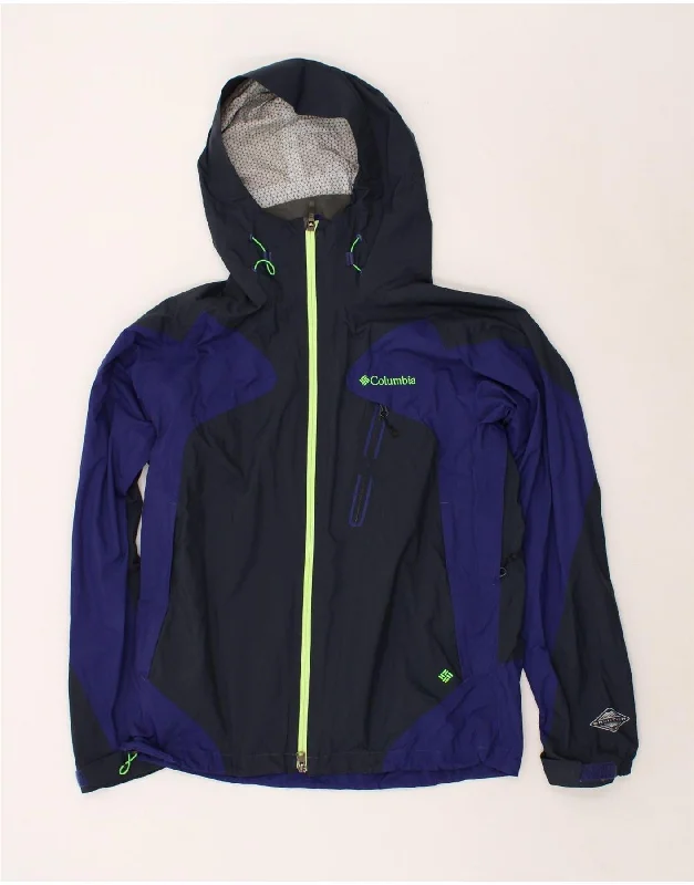 COLUMBIA Womens Hooded Rain Jacket UK 38 Medium Navy Blue Colourblock Striped Jacket Polka Dot Jacket Floral Jacket COLUMBIA Womens Hooded Rain Jacket UK 38 Medium Navy Blue Colourblock Striped Jacket Polka Dot Jacket Floral Jacket