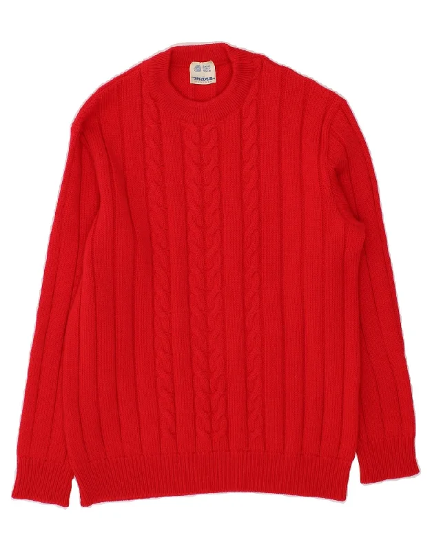 MARZ Womens Crew Neck Jumper Sweater IT 52 2XL Red Wool Knit Fabric Woven Fabric Fleece Fabric MARZ Womens Crew Neck Jumper Sweater IT 52 2XL Red Wool Knit Fabric Woven Fabric Fleece Fabric
