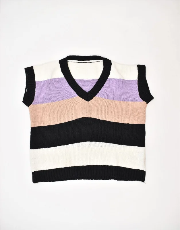 VINTAGE Womens Vest Tank Top UK 14 Large Multicoloured Striped Cotton sleep tank top VINTAGE Womens Vest Tank Top UK 14 Large Multicoloured Striped Cotton sleep tank top