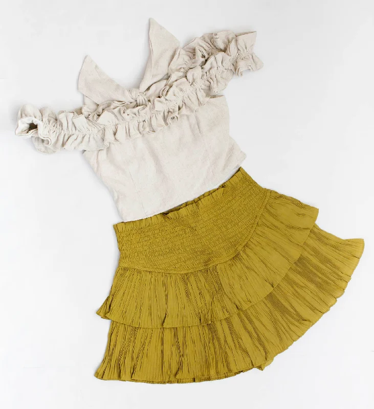 Olivey Smocked Ruffle Skirt With Shorts - MS corduroy skirt comfortable