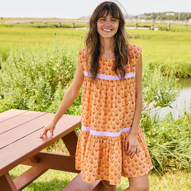 Womens Short Krista Dress - Orange Dahlia Tunics Canvas sturdy