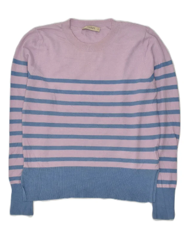 OASIS Womens Boat Neck Jumper Sweater UK 14 Medium Purple Striped Viscose Transparent Opaque Sheer OASIS Womens Boat Neck Jumper Sweater UK 14 Medium Purple Striped Viscose Transparent Opaque Sheer
