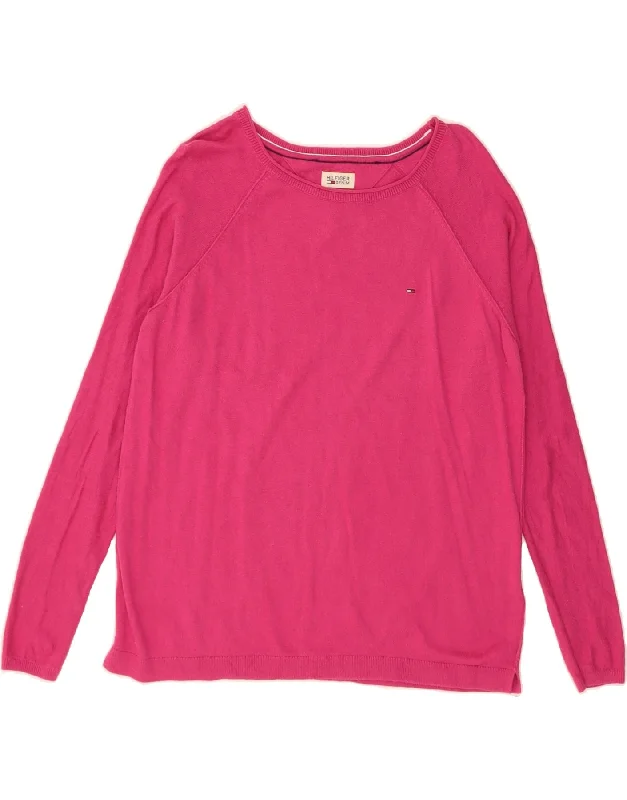 TOMMY HILFIGER Womens Boat Neck Jumper Sweater UK 14 Medium Pink Cotton Satin Fabric Silk Fabric Chiffon Fabric TOMMY HILFIGER Womens Boat Neck Jumper Sweater UK 14 Medium Pink Cotton Satin Fabric Silk Fabric Chiffon Fabric