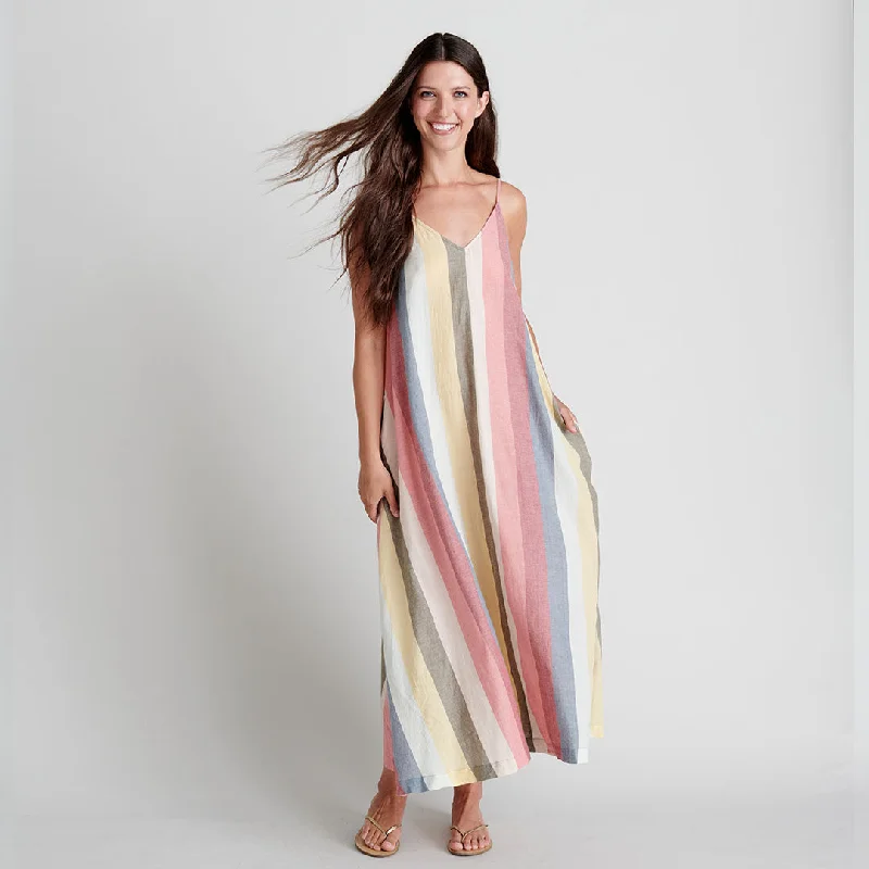 Womens Sterralda Dress - Multi Wide Stripe Casual Short Summer
