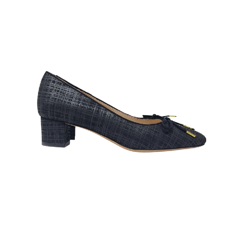 Viviamos Hazel Ladies Black Print Low Dress Heel Tunics Business professional