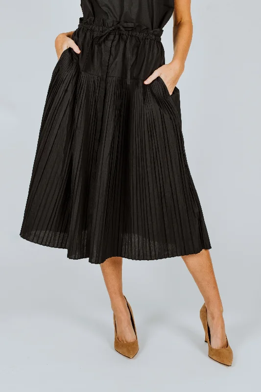 Ulla Johnson Lourdes Skirt Noir Black linen skirt relaxed