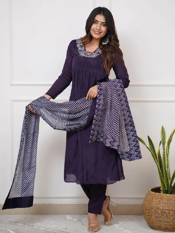 Blue Attractive Looking Pant Suit With Designer Embroidery Printed Work Trendy Velvet Pants