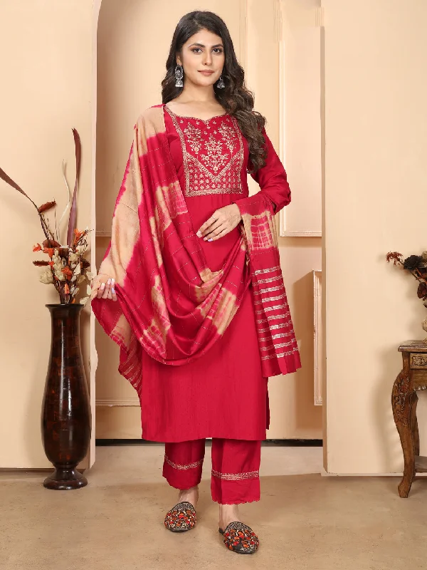 Red Readymade Pant Suit With Designer Sequance Embroidery Work Elegant Dress Pants