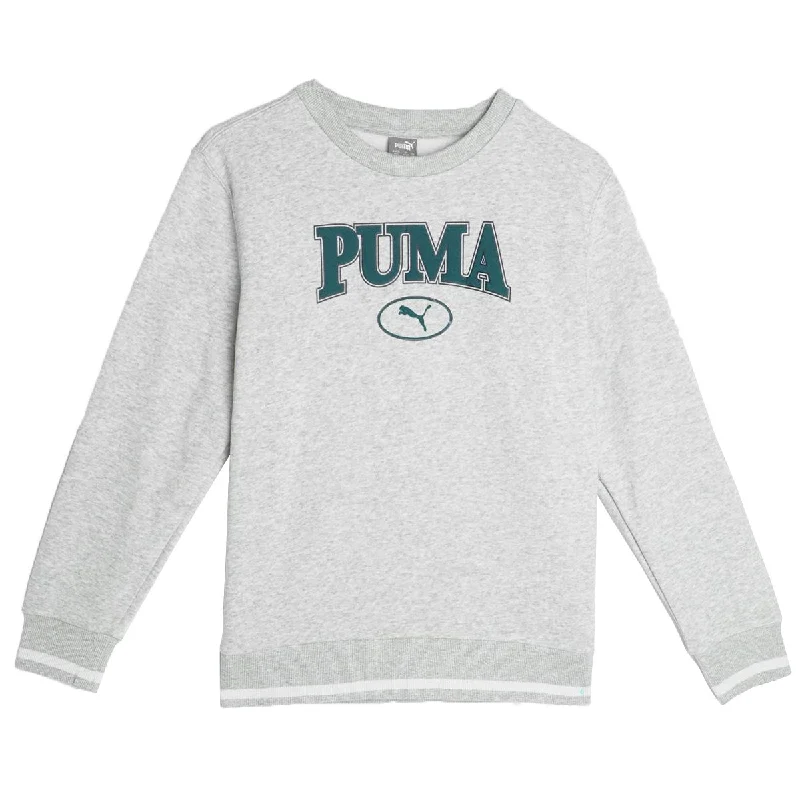 Puma Squad Crew Sweatshirt - Boys - Grey Hoodie with Double Zipper Versatile Adjustable