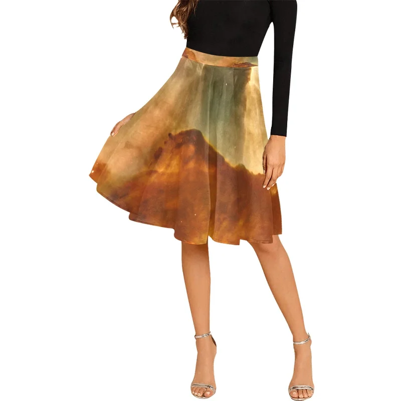 Brown Marble Midi Skirt chiffon skirt airy