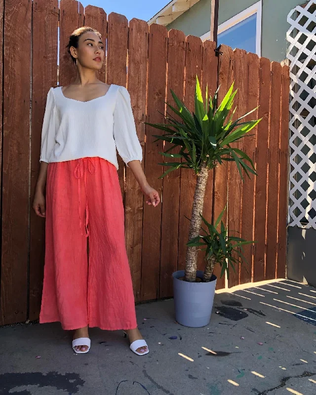 Italian Linen Cotton Pants Cozy Fitted Pants