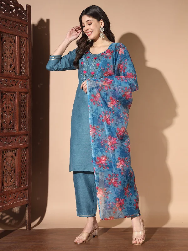 Blue Trendy Designer Readymade Cotton Pant Suit With Floral Printed Work Cozy Maternity Pants Blue Trendy Designer Readymade Cotton Pant Suit With Floral Printed Work Cozy Maternity Pants