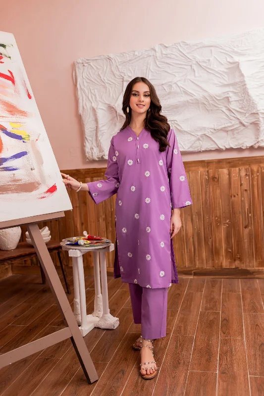 2PC Lawn Embroidered Dress- EL17 Halter Neckline Beach