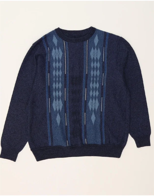 VINTAGE Womens Crew Neck Jumper Sweater UK 16 Large Navy Blue Nylon Fabric Polyester Fabric Spandex Fabric VINTAGE Womens Crew Neck Jumper Sweater UK 16 Large Navy Blue Nylon Fabric Polyester Fabric Spandex Fabric