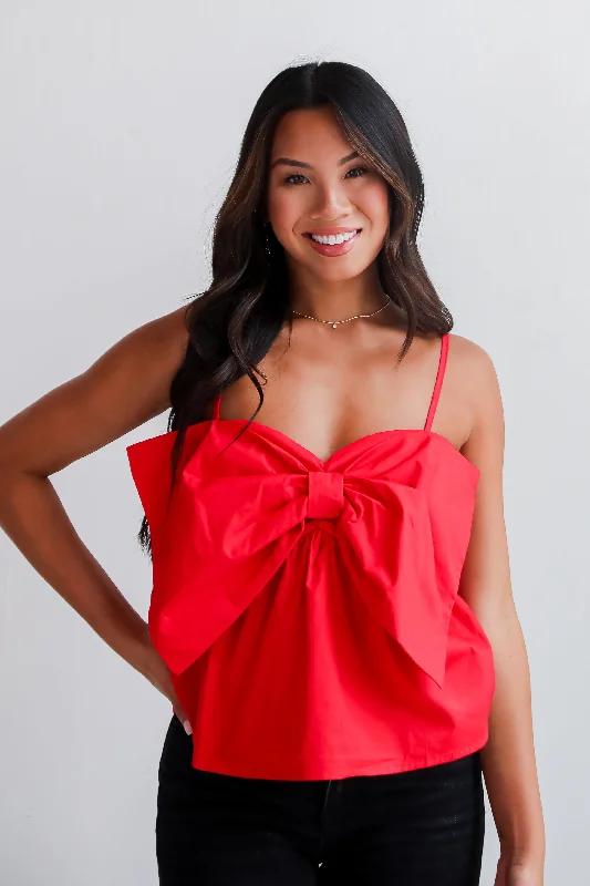 FINAL SALE - Cheer You On Red Bow Tank crew neck tank