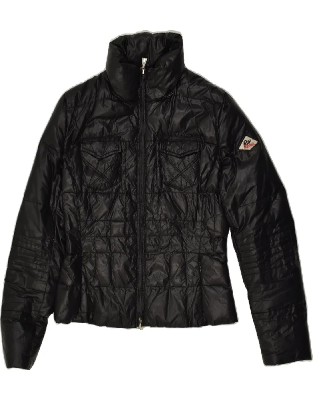 ROY ROGERS Womens Padded Jacket EU 40 Medium Black Polyamide Welt Pockets Slit Pockets Flap Pockets ROY ROGERS Womens Padded Jacket EU 40 Medium Black Polyamide Welt Pockets Slit Pockets Flap Pockets