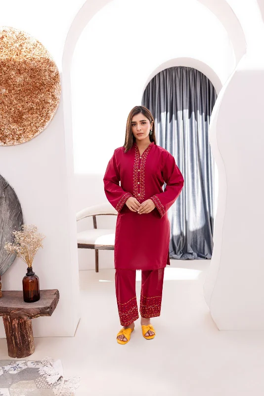 Lawn 2PC Embroidered Dress-1043 Cowl Neckline Elegant