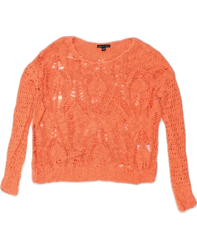 AMERICAN EAGLE Womens See Through Oversized Boat Neck Jumper Sweater UK 6 XS Orange Elegant Classic Vintage AMERICAN EAGLE Womens See Through Oversized Boat Neck Jumper Sweater UK 6 XS Orange Elegant Classic Vintage