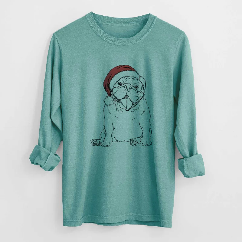 Santa Tank the English Bulldog - Heavyweight 100% Cotton Long Sleeve striped tank top