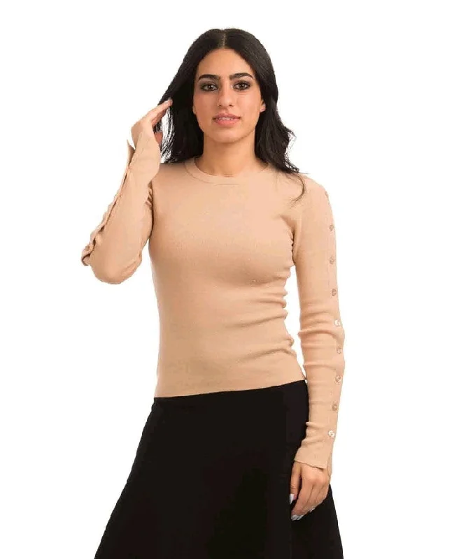 Paper Parachute Button Trim Sleeves Sweater Handmade Hand-knitted Hand-woven