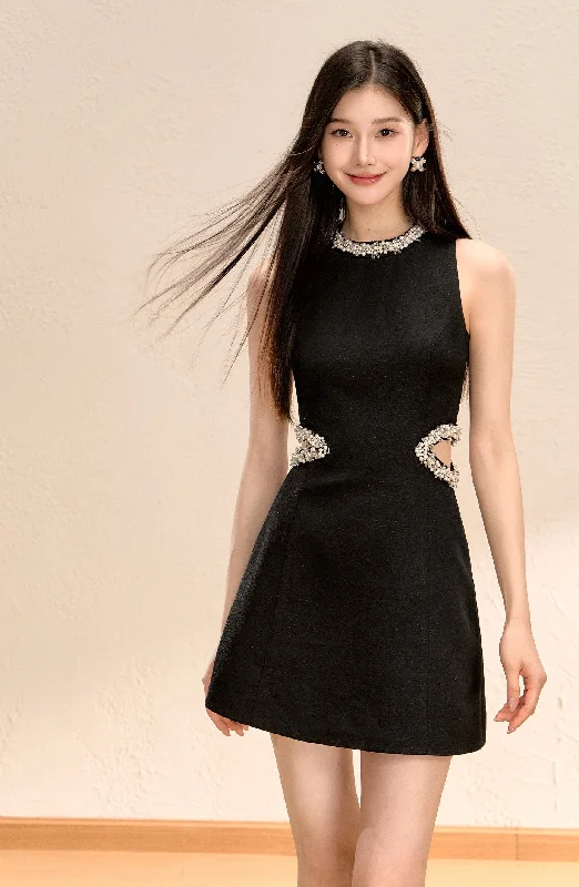 Black Sleeveless A-line Dress OSH0060 Tunics Running lightweight