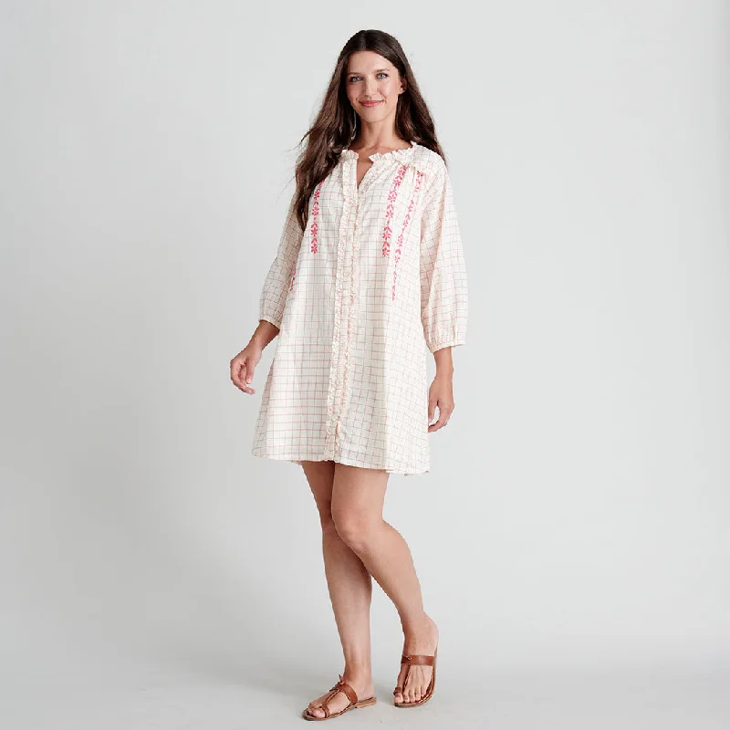 Womens Marielle Dress - Pink Tattersall Pencil Office Professional