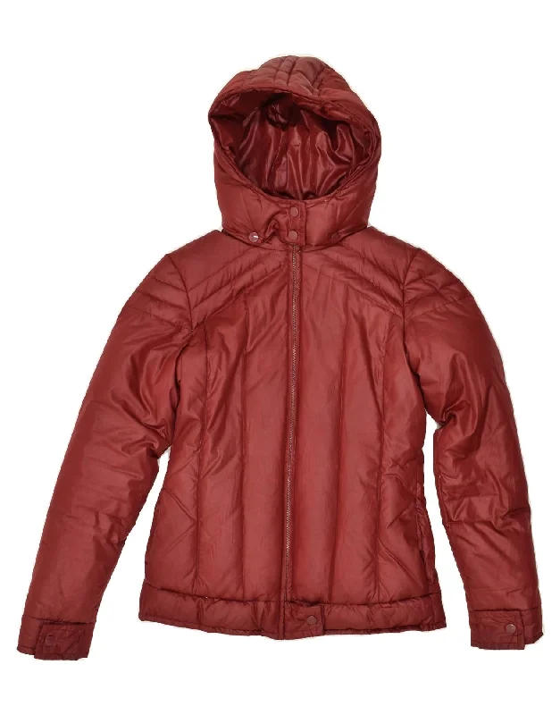 SISLEY Womens Hooded Padded Jacket EU 38 Medium Brown Polyester Notch Collar Peter Pan Collar Cowl Neck SISLEY Womens Hooded Padded Jacket EU 38 Medium Brown Polyester Notch Collar Peter Pan Collar Cowl Neck