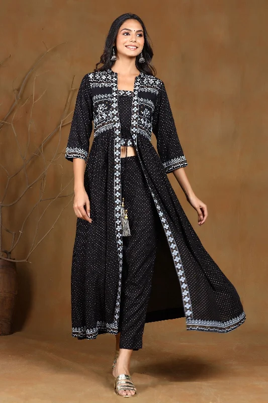 Juniper Black Ethnic Motif Printed Rayon Jacket Style Kurta & Pants Set. Notch Collar Jacket Peter Pan Collar Jacket Cowl Neck Jacket Juniper Black Ethnic Motif Printed Rayon Jacket Style Kurta & Pants Set. Notch Collar Jacket Peter Pan Collar Jacket Cowl Neck Jacket