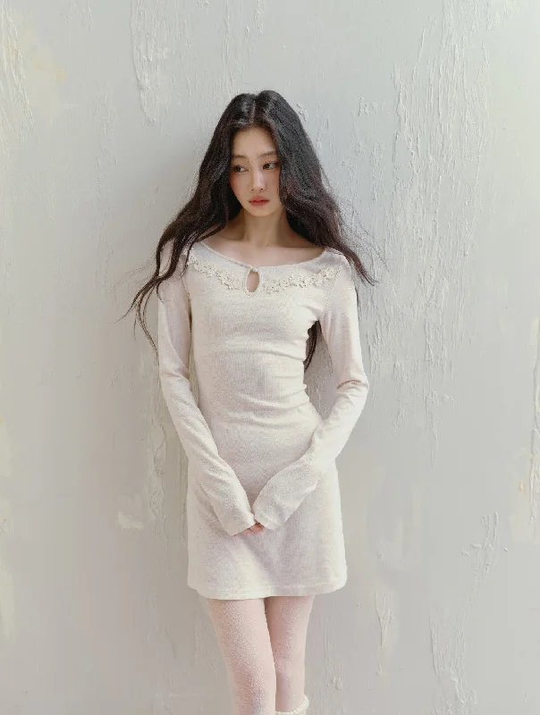 Flower Original Design Crochet Round Neck Slim Dress/Lace Skirt SAL0084 Tunics Exclusive limited