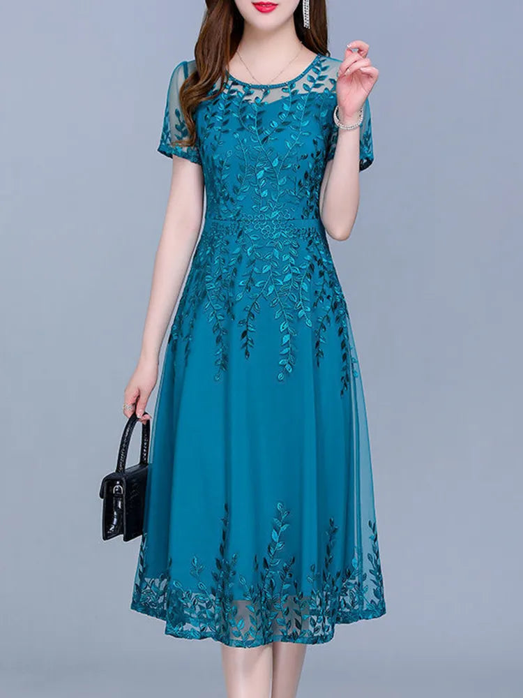 Blue Casual Chiffon Mesh Korean Long Dress Summer Women 2023 New Tunics Midi Fashion Elegant Prom Evening Dresses Short Sleeve Casual Short Summer Blue Casual Chiffon Mesh Korean Long Dress Summer Women 2023 New Tunics Midi Fashion Elegant Prom Evening Dresses Short Sleeve Casual Short Summer