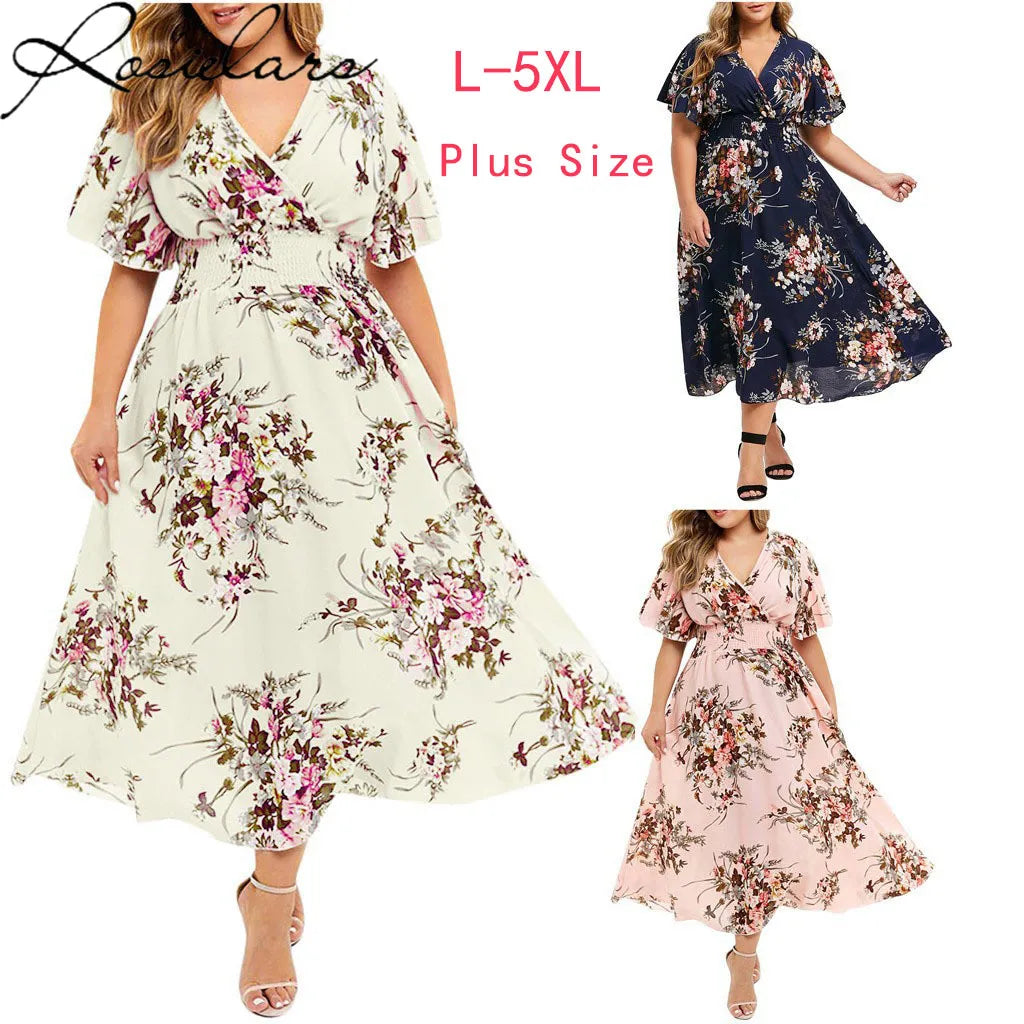 Fashion Plus Size 3XL 4XL 5XL Women Dress Floral Chiffon Flower Dress Bohemian Beach Summer Dresses Urban Gypsy Ropa Vestidos Tunics Fashionable trendy Fashion Plus Size 3XL 4XL 5XL Women Dress Floral Chiffon Flower Dress Bohemian Beach Summer Dresses Urban Gypsy Ropa Vestidos Tunics Fashionable trendy