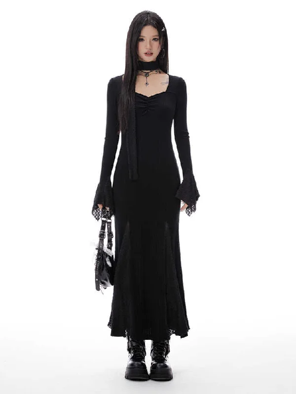Irregular Plush Lace Square-neck Mermaid Dress IMO0074 Shift Classic Vintage