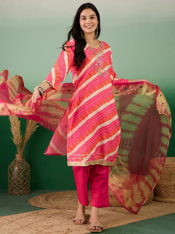 Pink Designer Readymade Pant Suit With Printed Hand Work Cozy Lounge Pants
