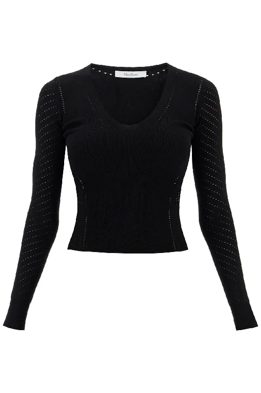 Knitted Sweater With Perforated Details '  - Black Modern Contemporary Chic