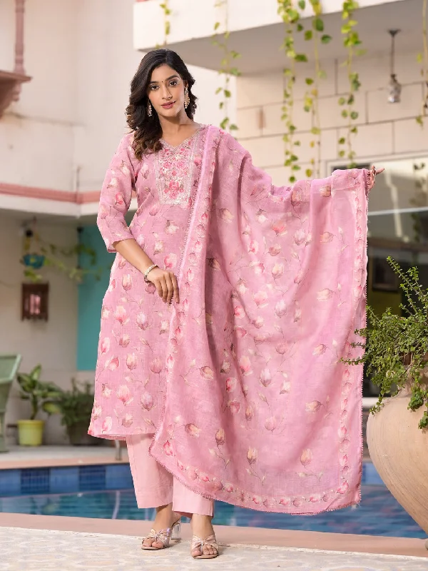 Purple Designer Readymade Pant Suit With Printed Embroidery Work Sleek Black Pants