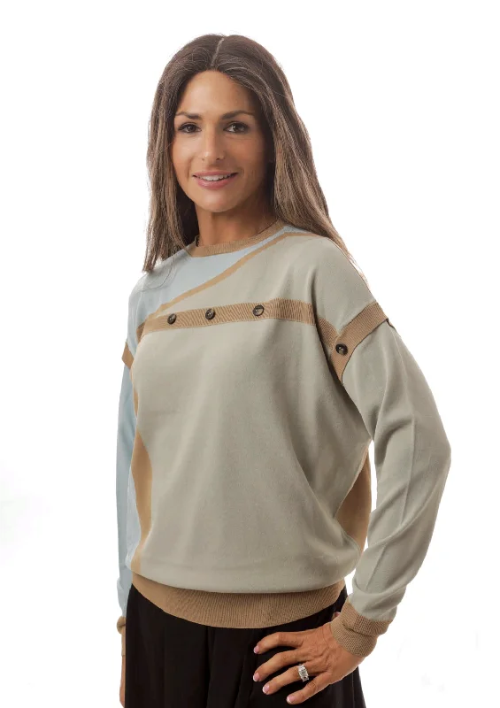 OOTD Button Detail Sweater Ribbed Striped Patterned