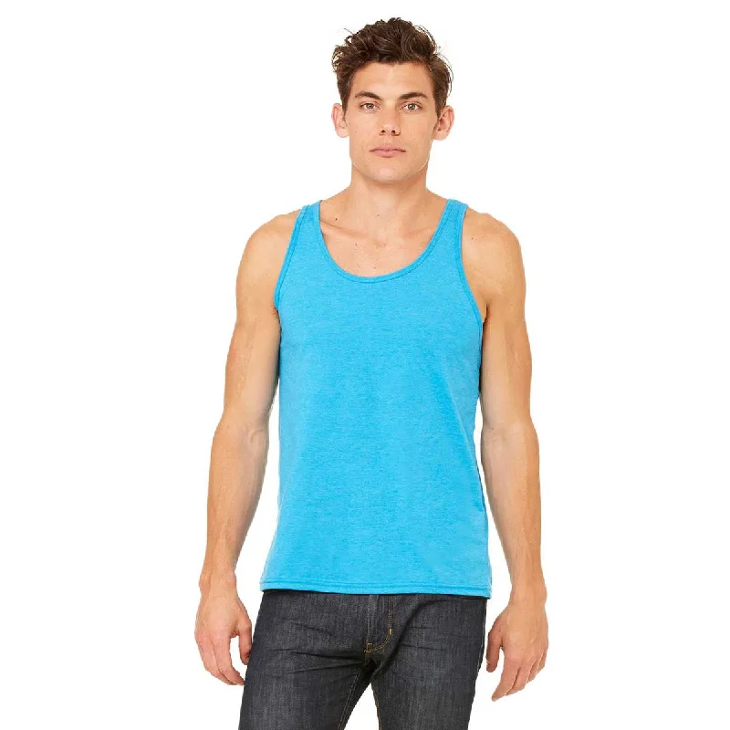 Bella + Canvas Unisex Neon Blue Jersey Tank high neck tank