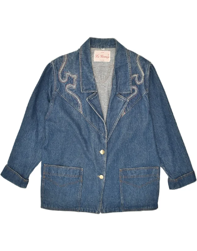 LE GROUP Womens Denim 2 Button Blazer Jacket UK 10 Small Blue Cotton Quilted Jacket Puffer Jacket Insulated Jacket LE GROUP Womens Denim 2 Button Blazer Jacket UK 10 Small Blue Cotton Quilted Jacket Puffer Jacket Insulated Jacket