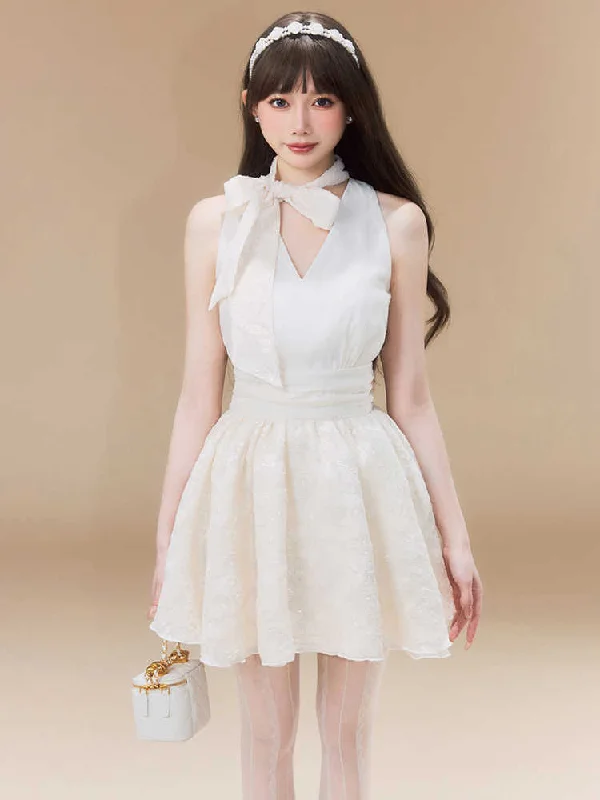 Waist Sequined Bow Puffy Dress SIS0017 Tunics Stylish elegant