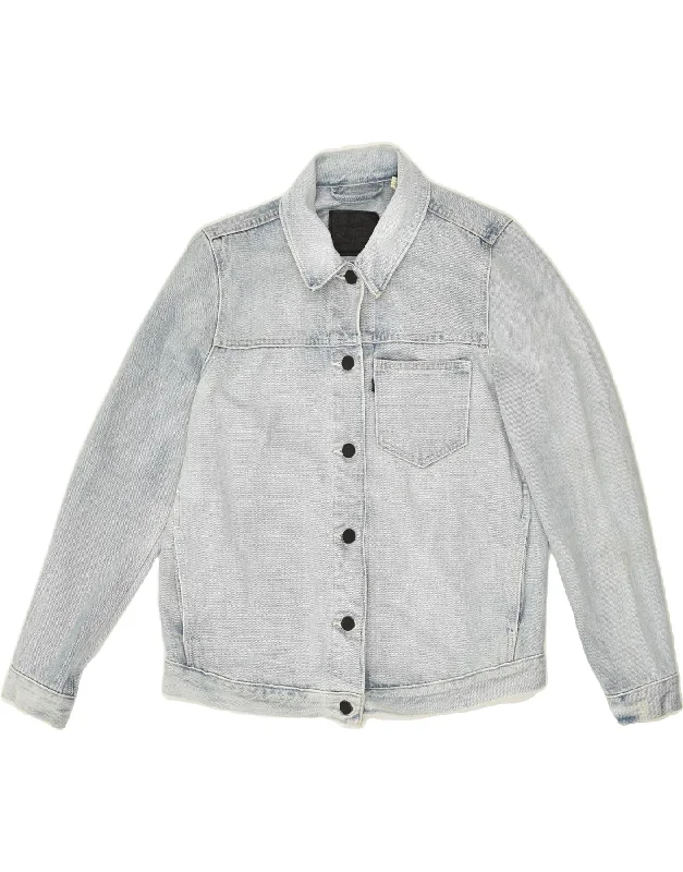LEVI'S Womens Graphic Denim Jacket UK 10 Small Blue Cotton Mesh Jacket Canvas Jacket Denim Jacket LEVI'S Womens Graphic Denim Jacket UK 10 Small Blue Cotton Mesh Jacket Canvas Jacket Denim Jacket