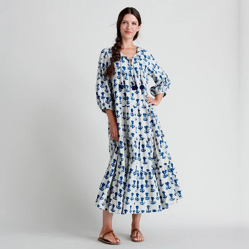 Womens Indira Dress - Indigo Cornflower Halter Neckline Beach