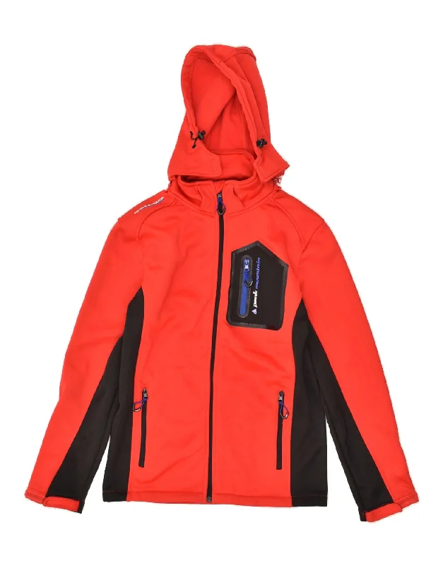 VINTAGE Womens Hooded Windbreaker Jacket UK 14 Large Red Colourblock Stand-Up Collar Roll-Neck Collar Turtle Neck VINTAGE Womens Hooded Windbreaker Jacket UK 14 Large Red Colourblock Stand-Up Collar Roll-Neck Collar Turtle Neck