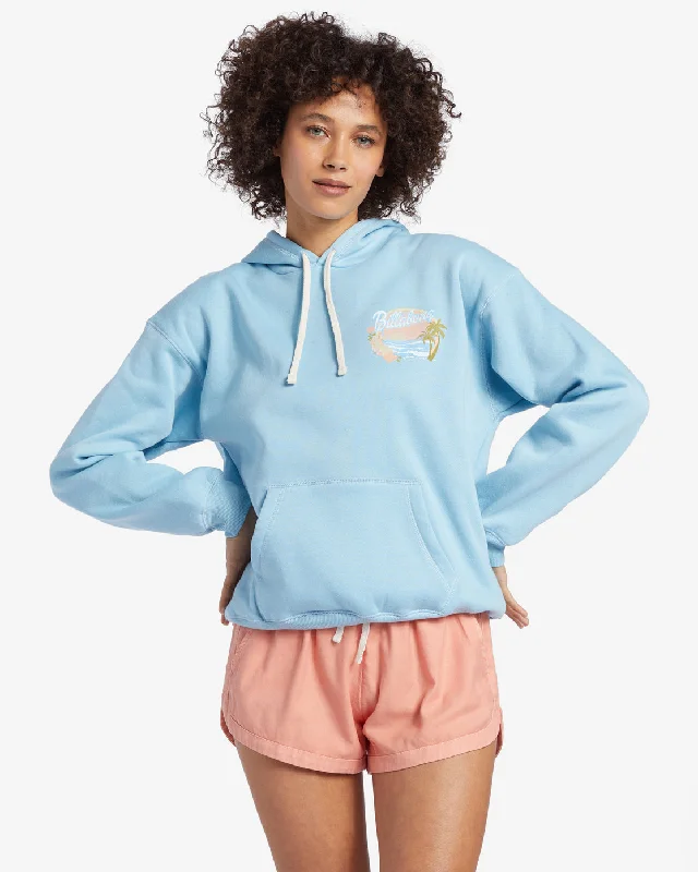 Greetings From Paradise Sweatshirt - Bliss Blue Hoodie with Patch Decorative Personalized