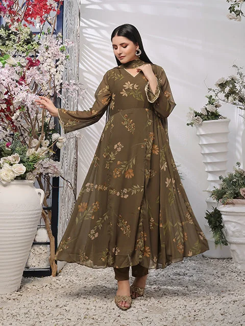 Moss Floral Flowy Dress (FRT-67) Pencil Office Professional