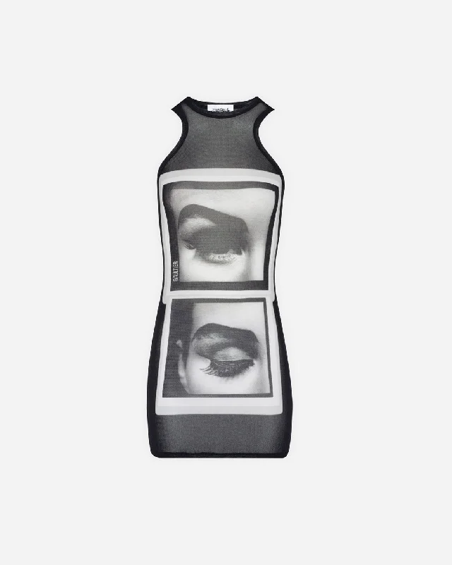 "Eyes" And "Lips" Mesh Tanktop Dress floral tank top
