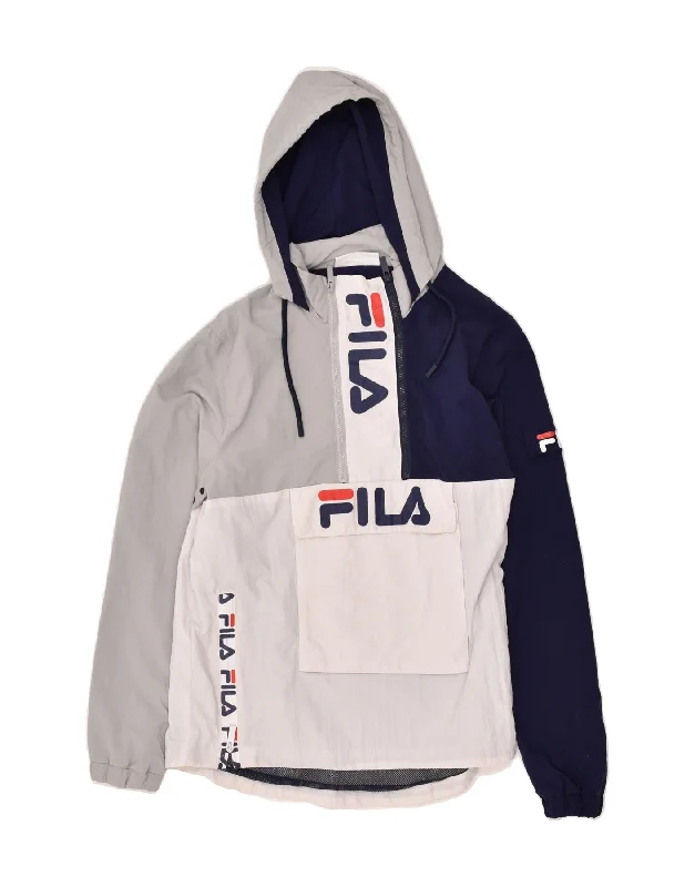 FILA Womens Graphic Hooded Anorak Jacket UK 10 Small Multicoloured Boat Neck Shawl Collar Notched Collar FILA Womens Graphic Hooded Anorak Jacket UK 10 Small Multicoloured Boat Neck Shawl Collar Notched Collar