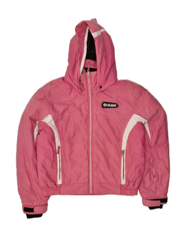 COLMAR Womens Hooded Windbreaker Jacket EU 46 XL Pink Wool Fabric Cashmere Fabric Tweed Fabric COLMAR Womens Hooded Windbreaker Jacket EU 46 XL Pink Wool Fabric Cashmere Fabric Tweed Fabric